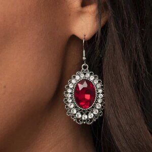 Paparazzi Jewelry Accessories - Glacial Gardens - Red Earrings - Vintage